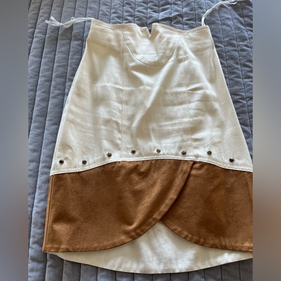 YOUNG EDWARDIAN Rare Vintage Ivory/Brown 2 Piece Set Bolero Jacket/Skirt Size 9 - Picture 6 of 14